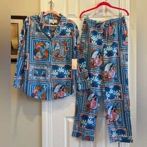 NWT Printfresh Tidal Tapestry Saltwater Blue Mermaid Pajamas 🧜🏼♀️